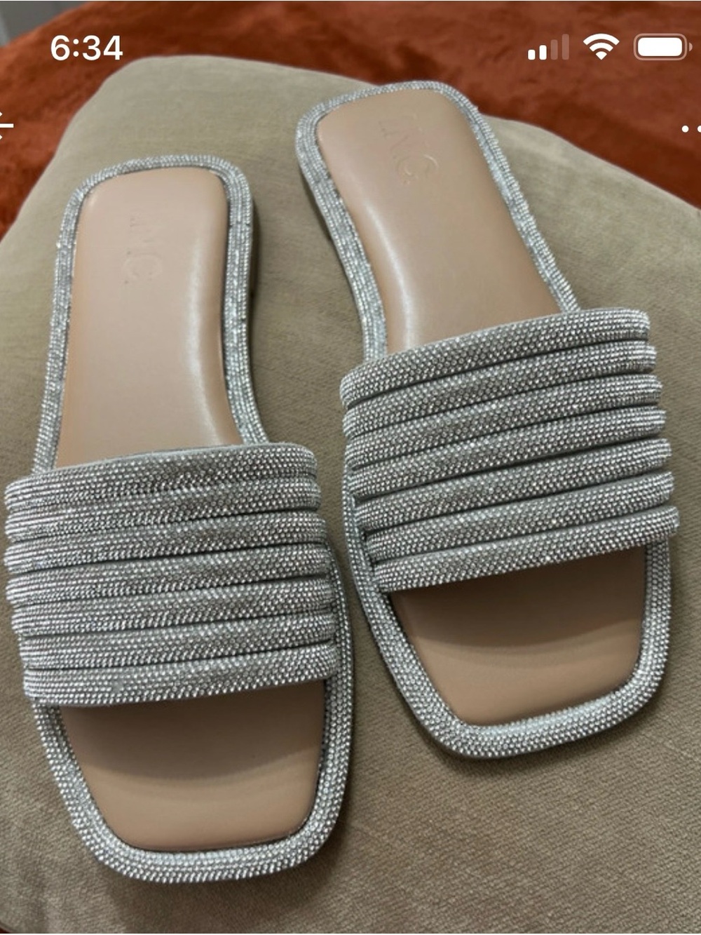 INC International Concepts Silver Beaded Slide Mules